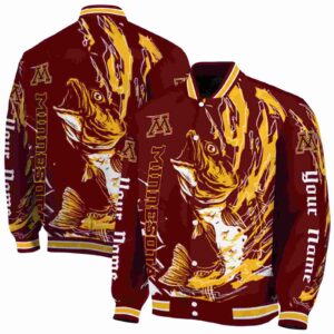 customized minnesota golden gophers fishing passion maroon white jacket fashion forward