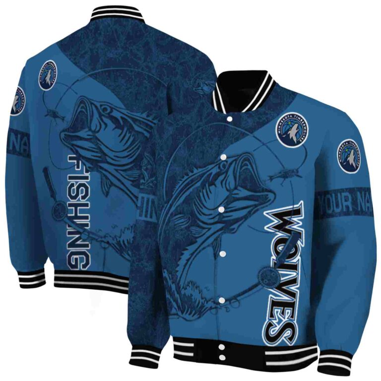 customized minnesota timberwolves fishing rod blue jacket fashion forward