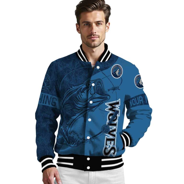customized minnesota timberwolves fishing rod blue jacket high quality
