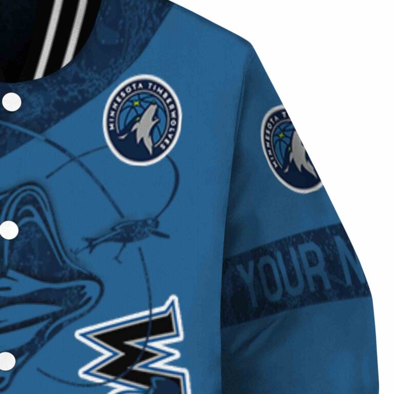 customized minnesota timberwolves fishing rod blue jacket premium grade