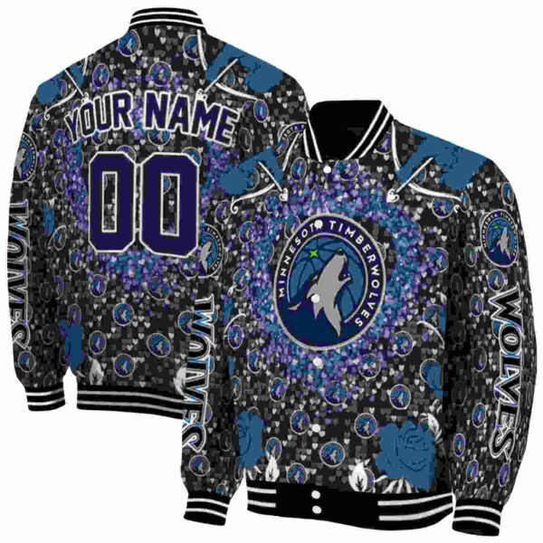 customized minnesota timberwolves heart explosion midnight blue jacket fashion forward