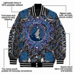 customized minnesota timberwolves heart explosion midnight blue jacket best selling