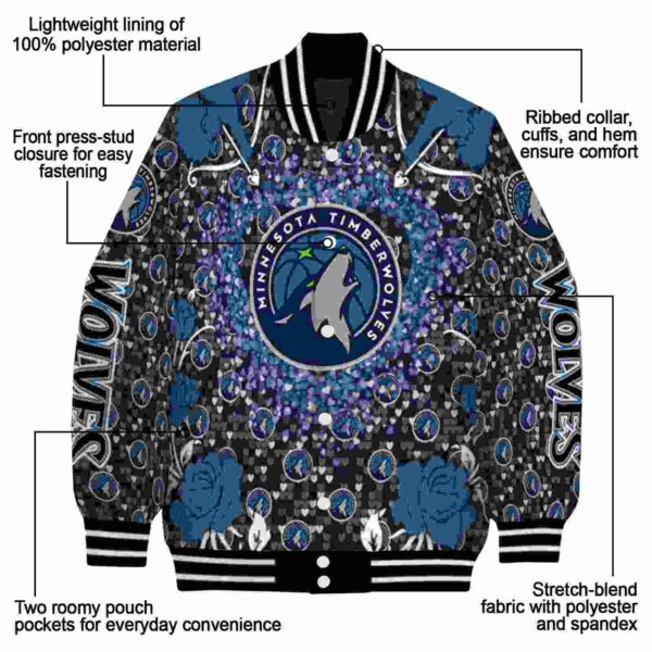 customized minnesota timberwolves heart explosion midnight blue jacket new arrival