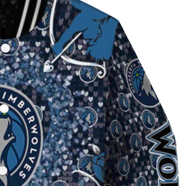customized minnesota timberwolves heart explosion midnight blue jacket premium grade