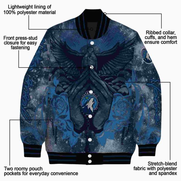 customized minnesota timberwolves praying hands midnight blue jacket new arrival