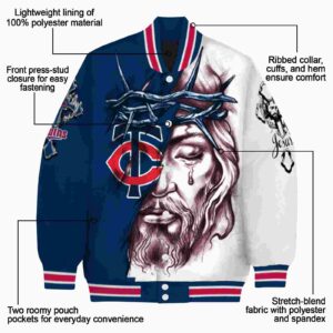 customized minnesota twins jesus tears navy white jacket new arrival