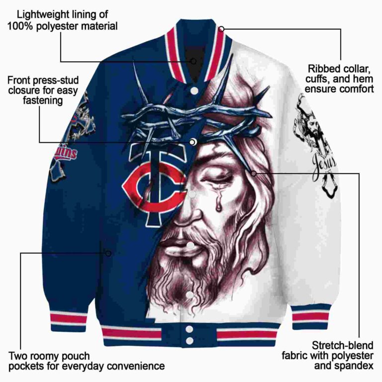 customized minnesota twins jesus tears navy white jacket new arrival