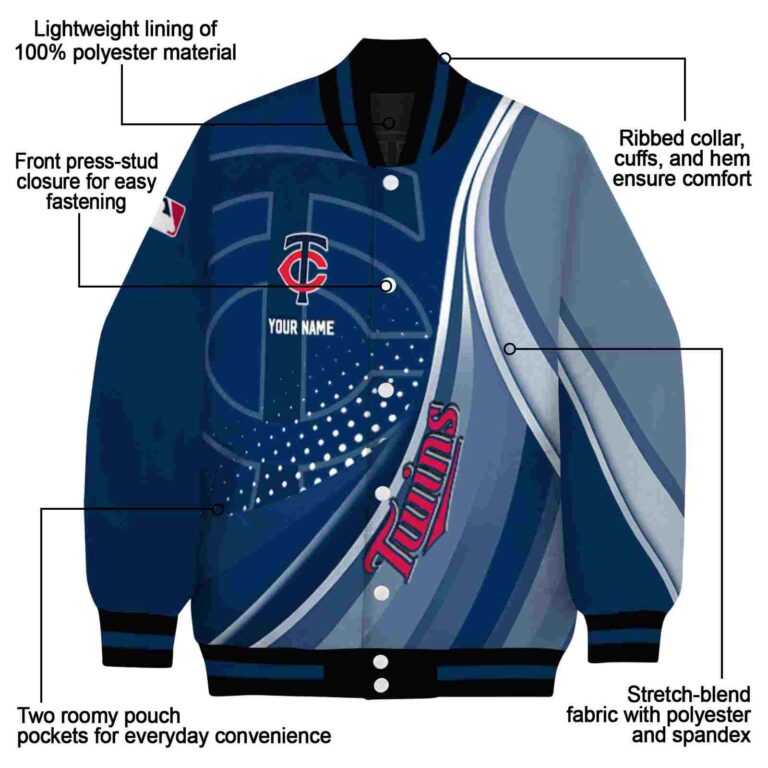 customized minnesota twins wave patterns navy jacket new arrival