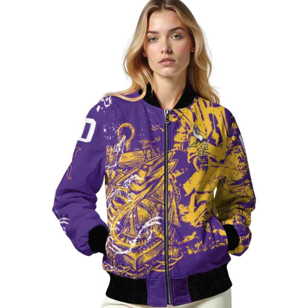 customized minnesota vikings fishing art purple jacket latest model