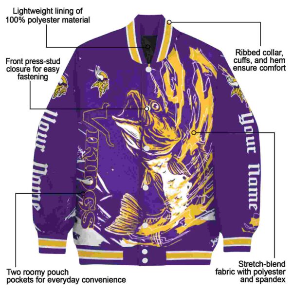 customized minnesota vikings fishing passion purple white jacket new arrival