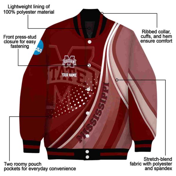 customized mississippi state bulldogs wave patterns maroon jacket new arrival