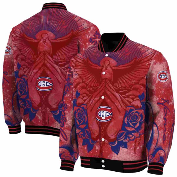 customized montreal canadiens praying hands red jacket fashion forward