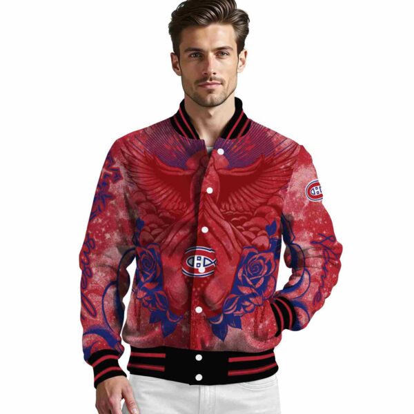 customized montreal canadiens praying hands red jacket high quality