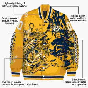 customized nashville predators fishing art gold jacket new arrival