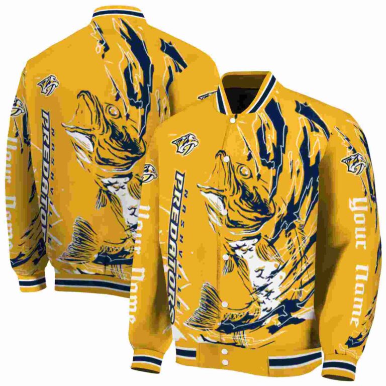 customized nashville predators fishing passion gold white jacket fashion forward