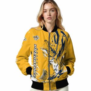customized nashville predators fishing passion gold white jacket latest model