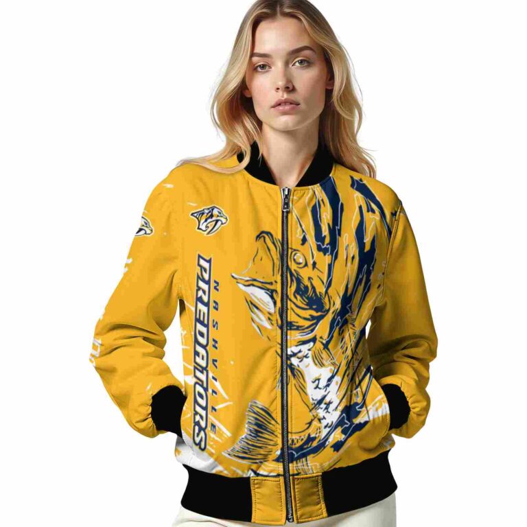 customized nashville predators fishing passion gold white jacket latest model
