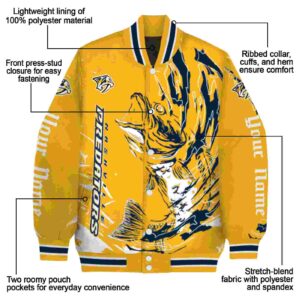 customized nashville predators fishing passion gold white jacket new arrival