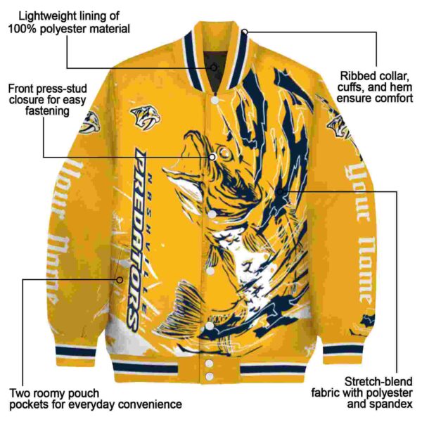 customized nashville predators fishing passion gold white jacket new arrival