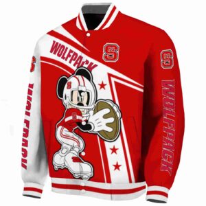 customized nc state wolfpack mickey football red white jacket best selling