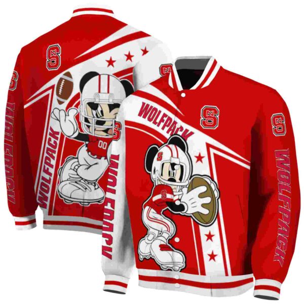 customized nc state wolfpack mickey football red white jacket fashion forward