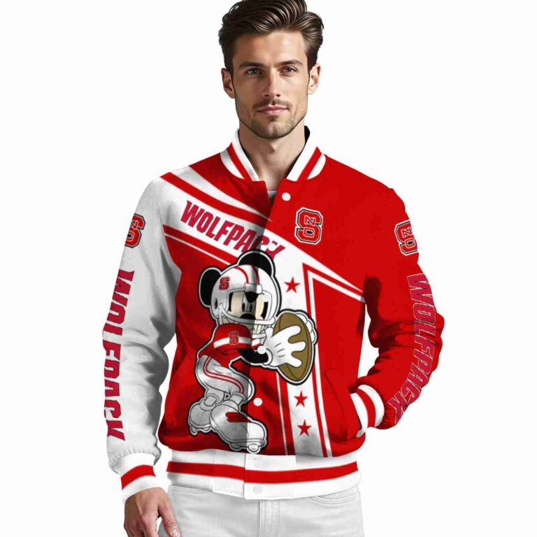 customized nc state wolfpack mickey football red white jacket high quality