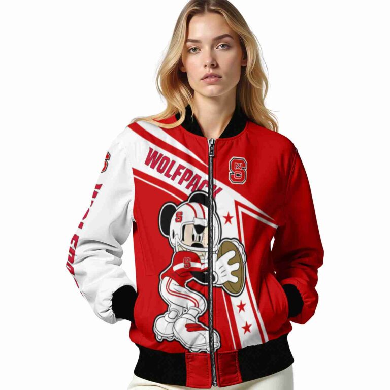 customized nc state wolfpack mickey football red white jacket latest model