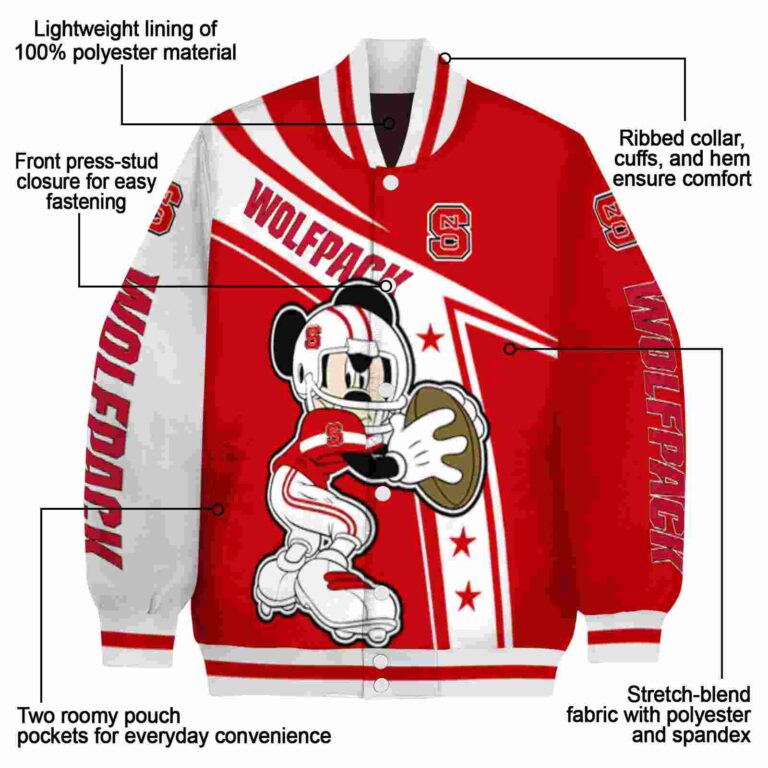 customized nc state wolfpack mickey football red white jacket new arrival
