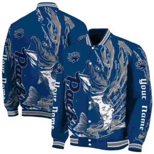 customized nevada wolf pack fishing passion blue white jacket fashion forward