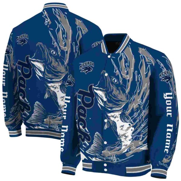 customized nevada wolf pack fishing passion blue white jacket fashion forward
