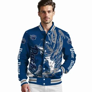 customized nevada wolf pack fishing passion blue white jacket high quality