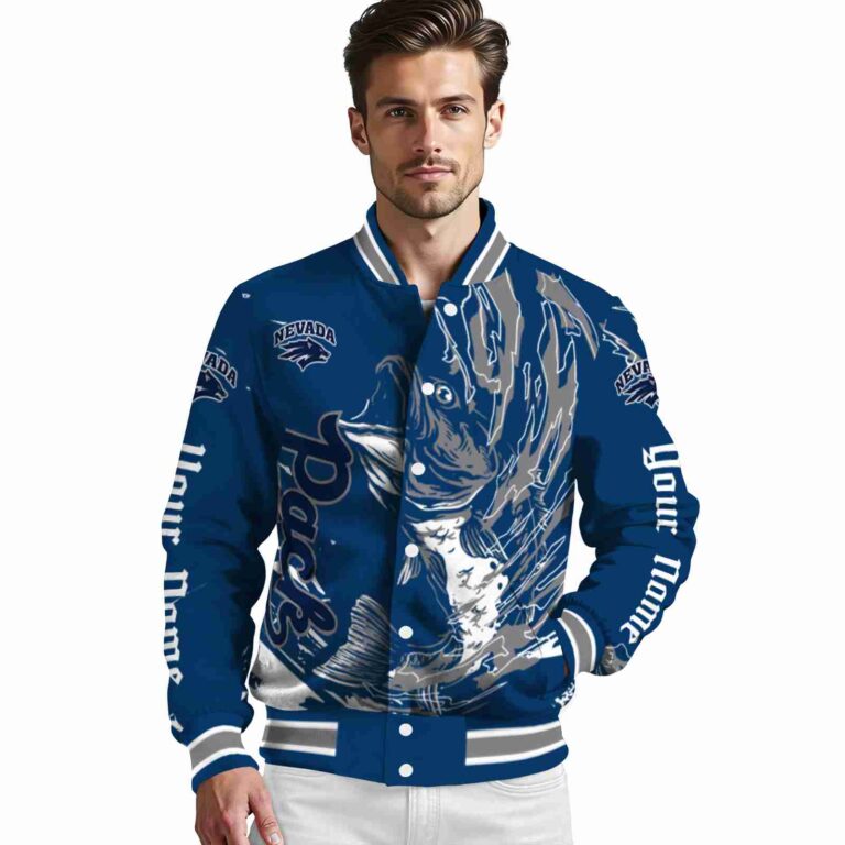 customized nevada wolf pack fishing passion blue white jacket high quality