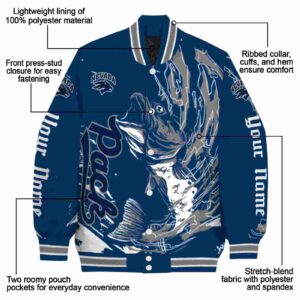 customized nevada wolf pack fishing passion blue white jacket new arrival