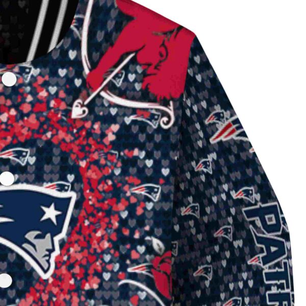 customized new england patriots heart explosion blue jacket premium grade