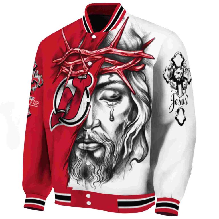 customized new jersey devils jesus tears red white jacket best selling