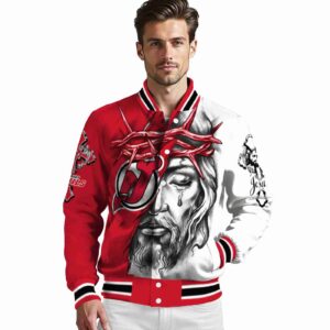 customized new jersey devils jesus tears red white jacket high quality