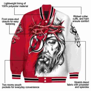 customized new jersey devils jesus tears red white jacket new arrival