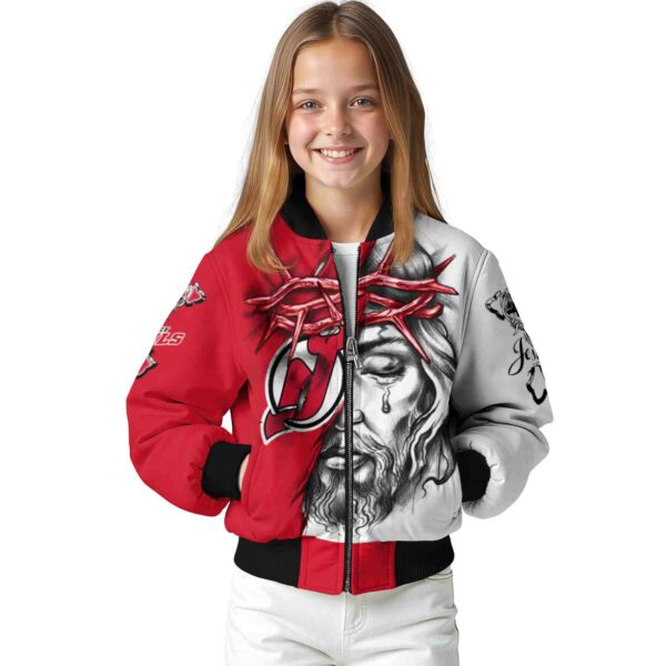 customized new jersey devils jesus tears red white jacket top rated