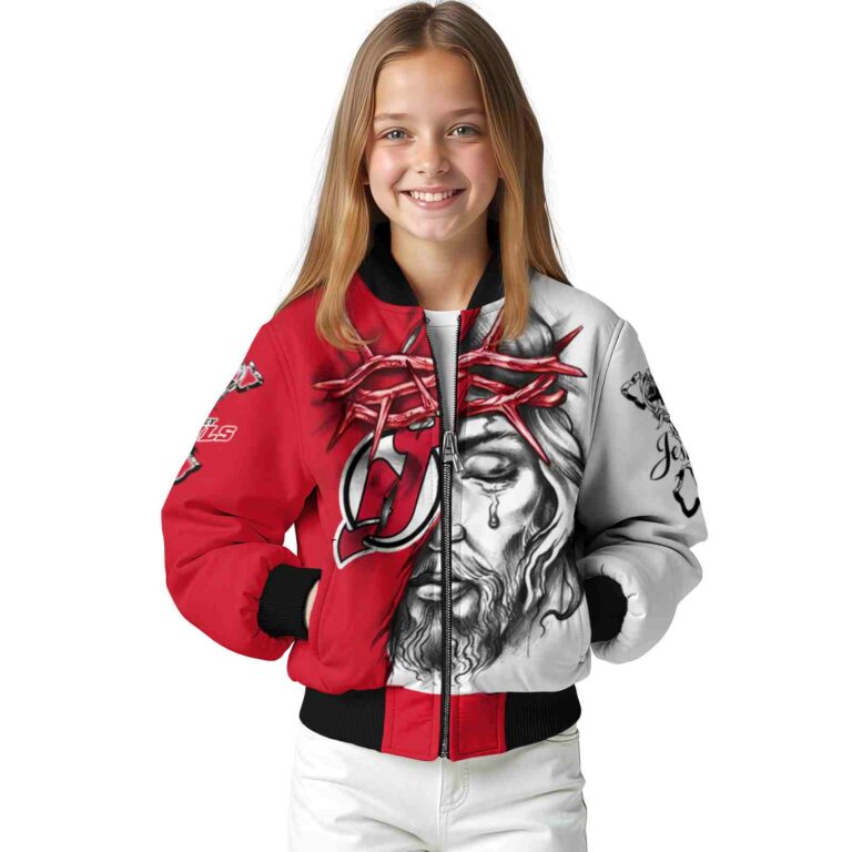 customized new jersey devils jesus tears red white jacket top rated