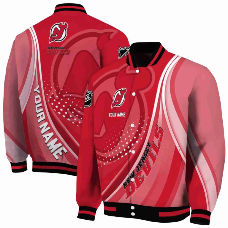 customized new jersey devils wave patterns red jacket fashion forward