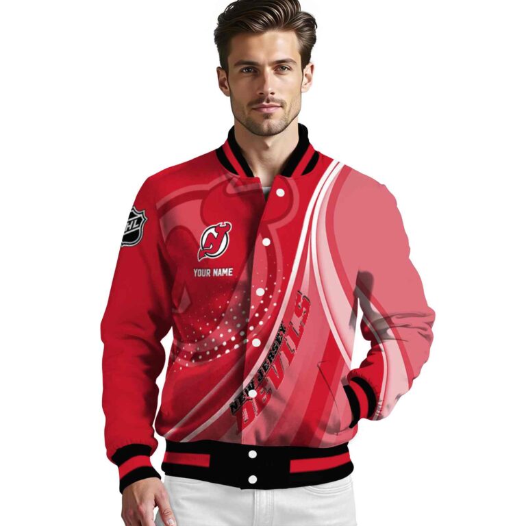 customized new jersey devils wave patterns red jacket high quality