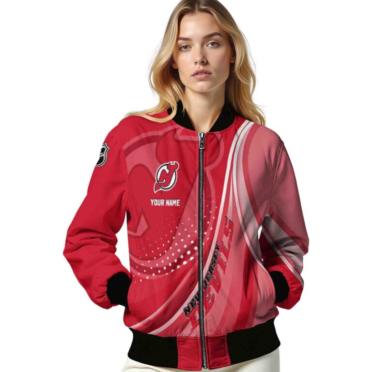 customized new jersey devils wave patterns red jacket latest model