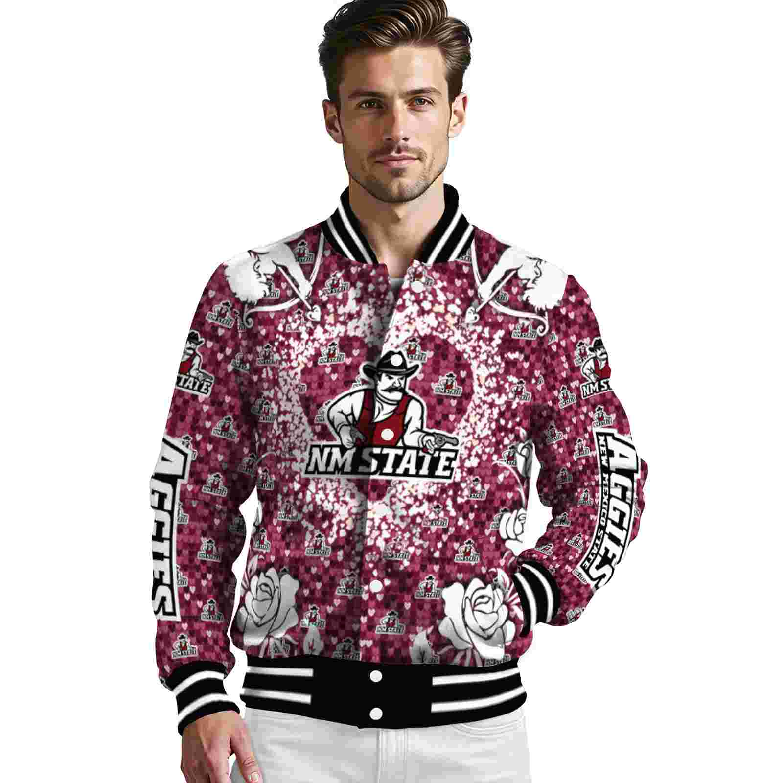 customized new mexico state aggies heart explosion crimson jacket high quality customized new mexico state aggies heart explosion crimson jacket high quality