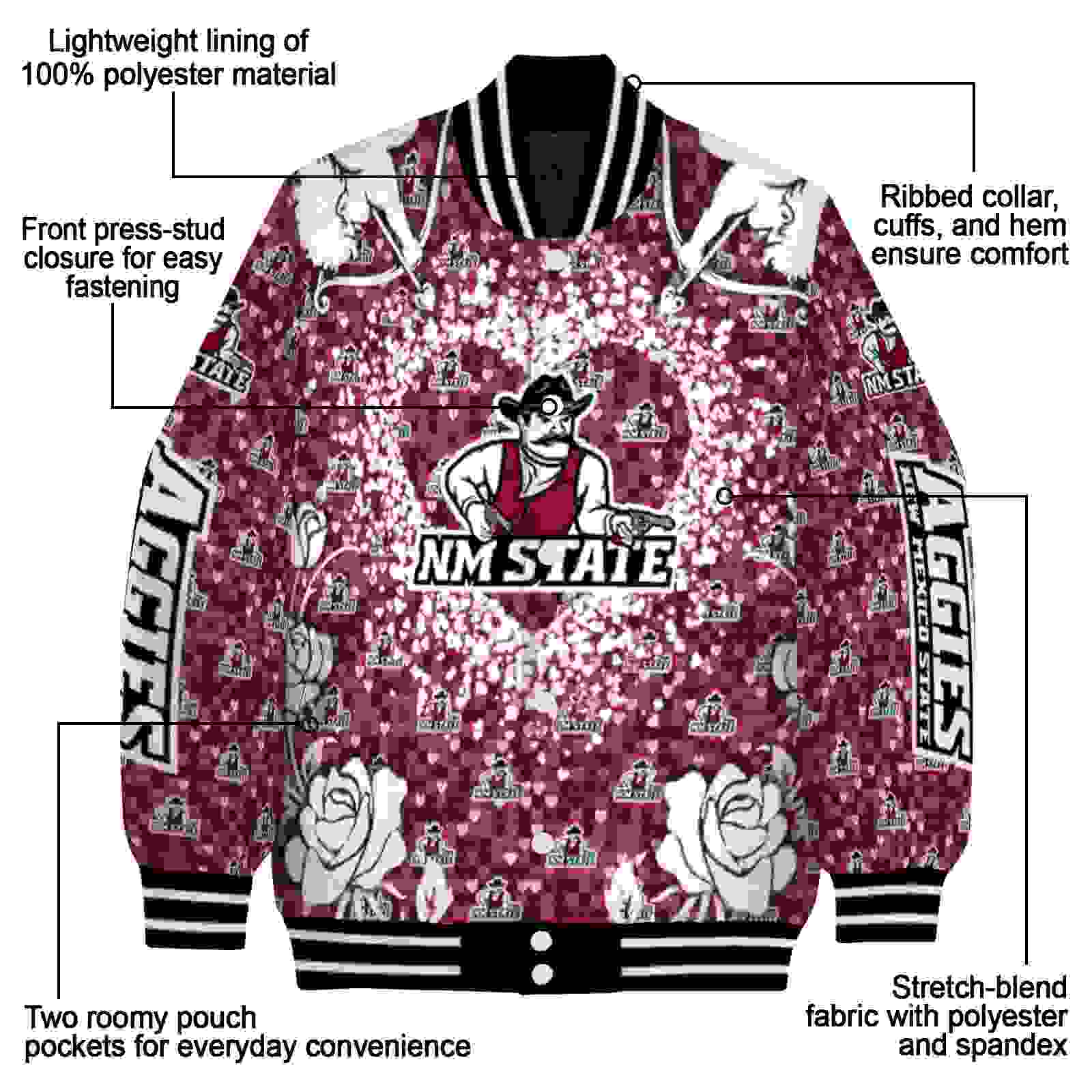 customized new mexico state aggies heart explosion crimson jacket new arrival customized new mexico state aggies heart explosion crimson jacket new arrival
