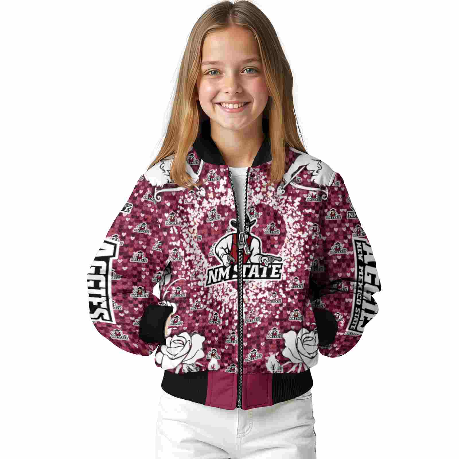 customized new mexico state aggies heart explosion crimson jacket top rated customized new mexico state aggies heart explosion crimson jacket top rated