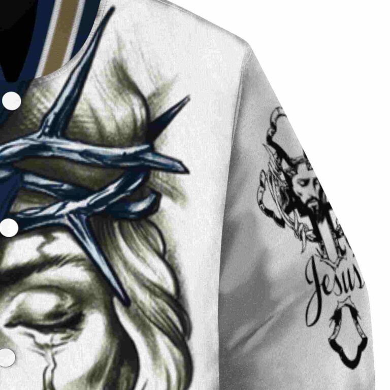 customized new orleans pelicans jesus tears navy white jacket premium grade