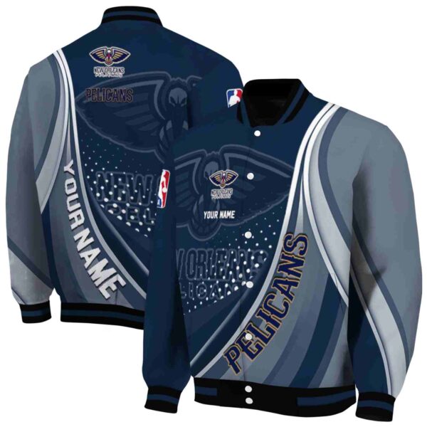 customized new orleans pelicans wave patterns navy jacket fashion forward
