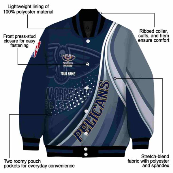 customized new orleans pelicans wave patterns navy jacket new arrival