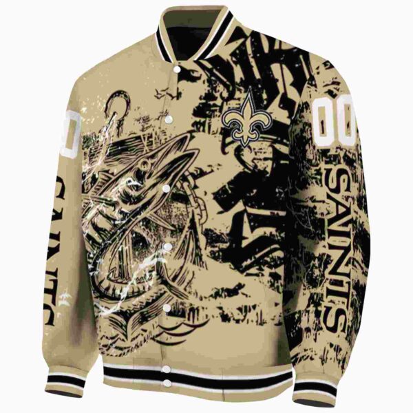 customized new orleans saints fishing art gold jacket best selling