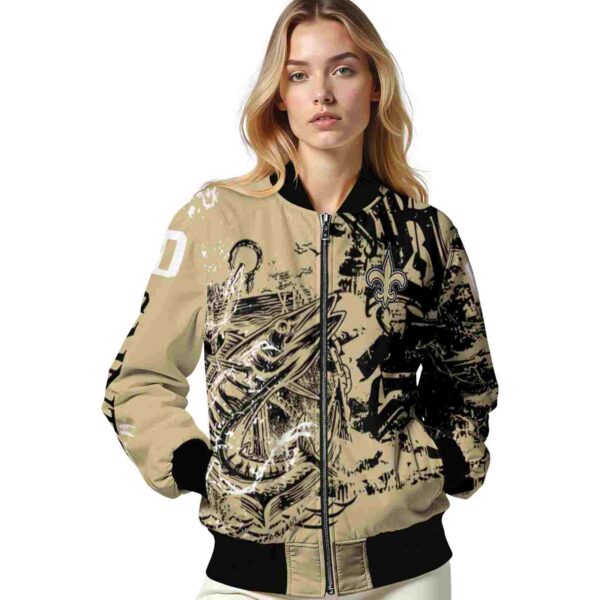 customized new orleans saints fishing art gold jacket latest model